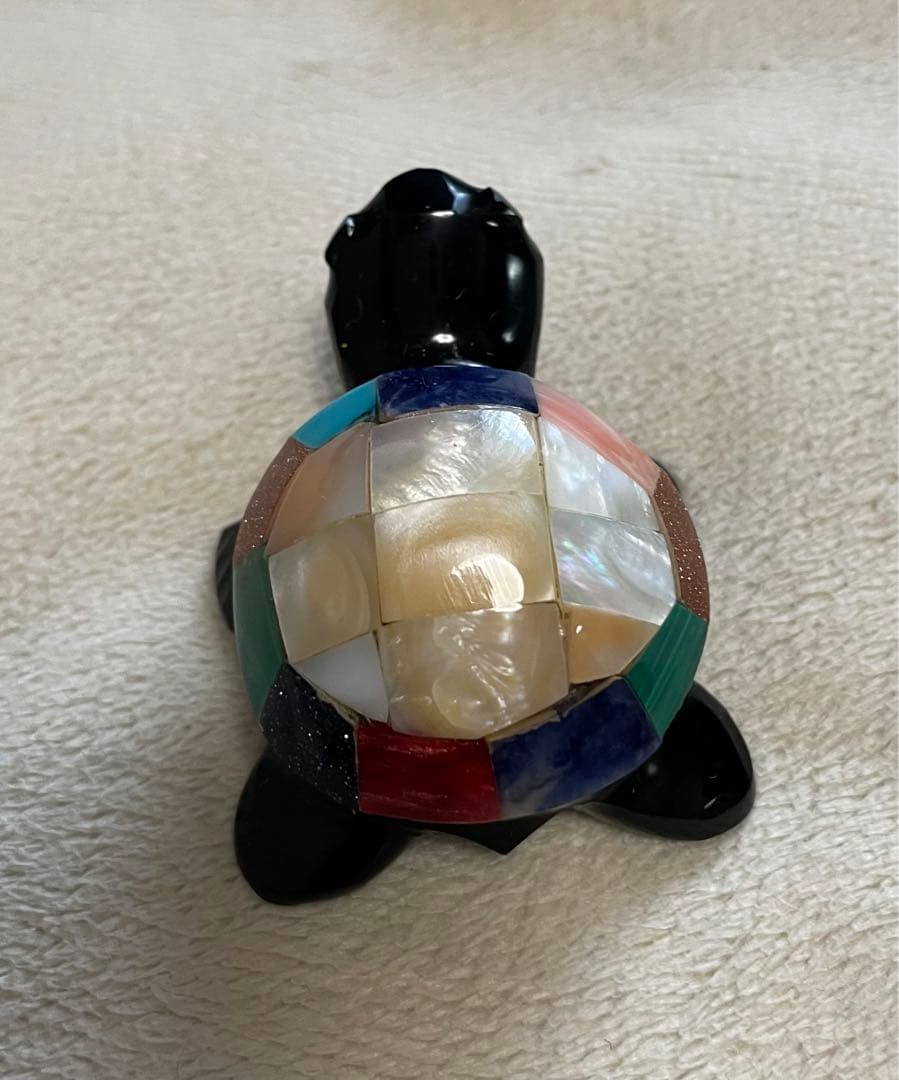黒曜石　マヤ　tortuga  カメ　置物　メキシコ　宝石