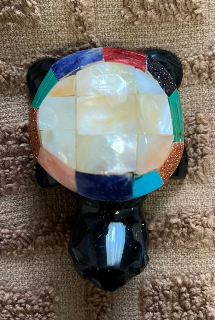 黒曜石　マヤ　tortuga  カメ　置物　メキシコ　宝石