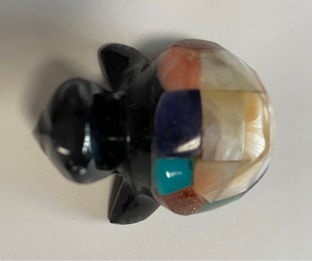 黒曜石　マヤ　tortuga  カメ　置物　メキシコ　宝石