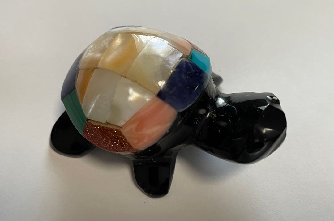 黒曜石　マヤ　tortuga  カメ　置物　メキシコ　宝石