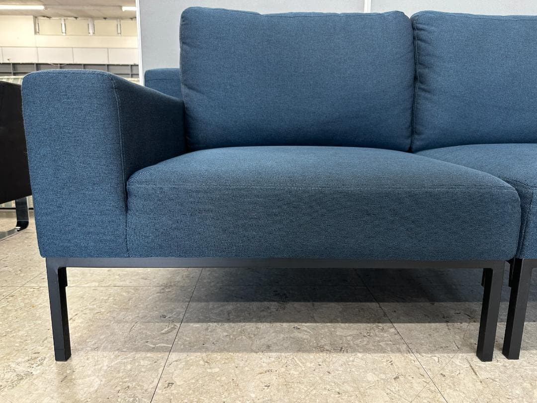 LOWYA　2人掛けソファ　オットマン付き　ブルー