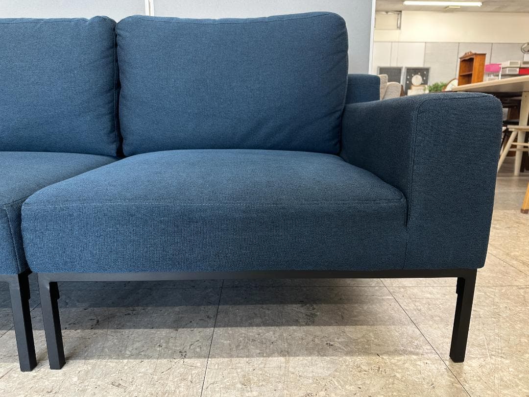 LOWYA　2人掛けソファ　オットマン付き　ブルー