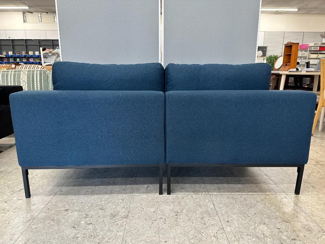 LOWYA　2人掛けソファ　オットマン付き　ブルー