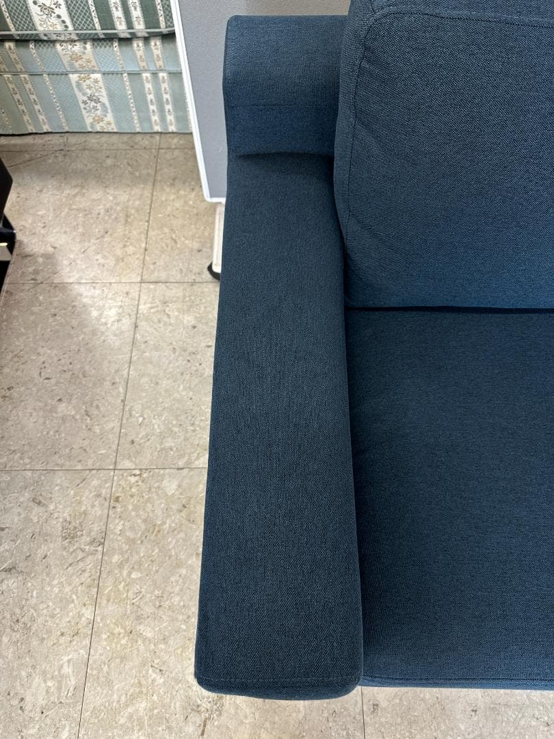 LOWYA　2人掛けソファ　オットマン付き　ブルー