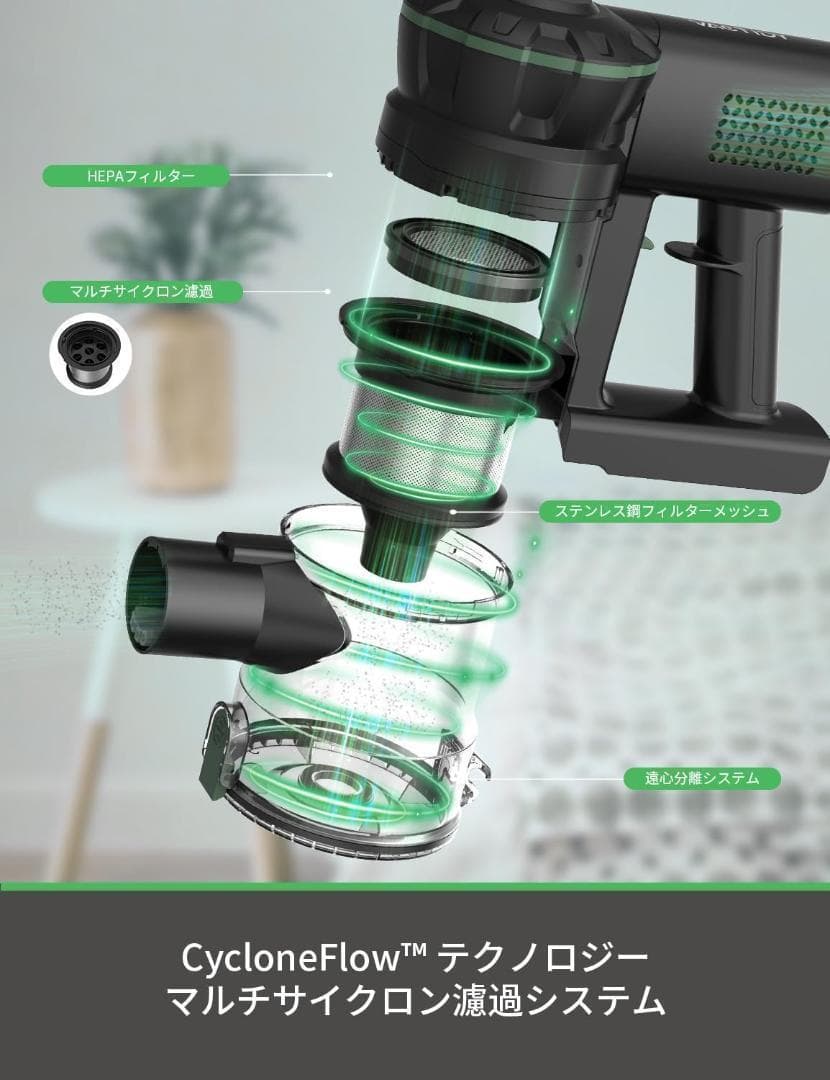 掃除機★コードレス★自立式★60分稼働★サイクロン★スティック★LED★ライト