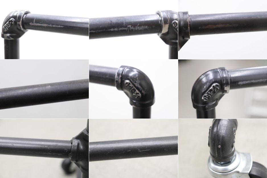 在庫2台 スチールパイプ アイアン キャスター付き ハンガーラック 黒 1台