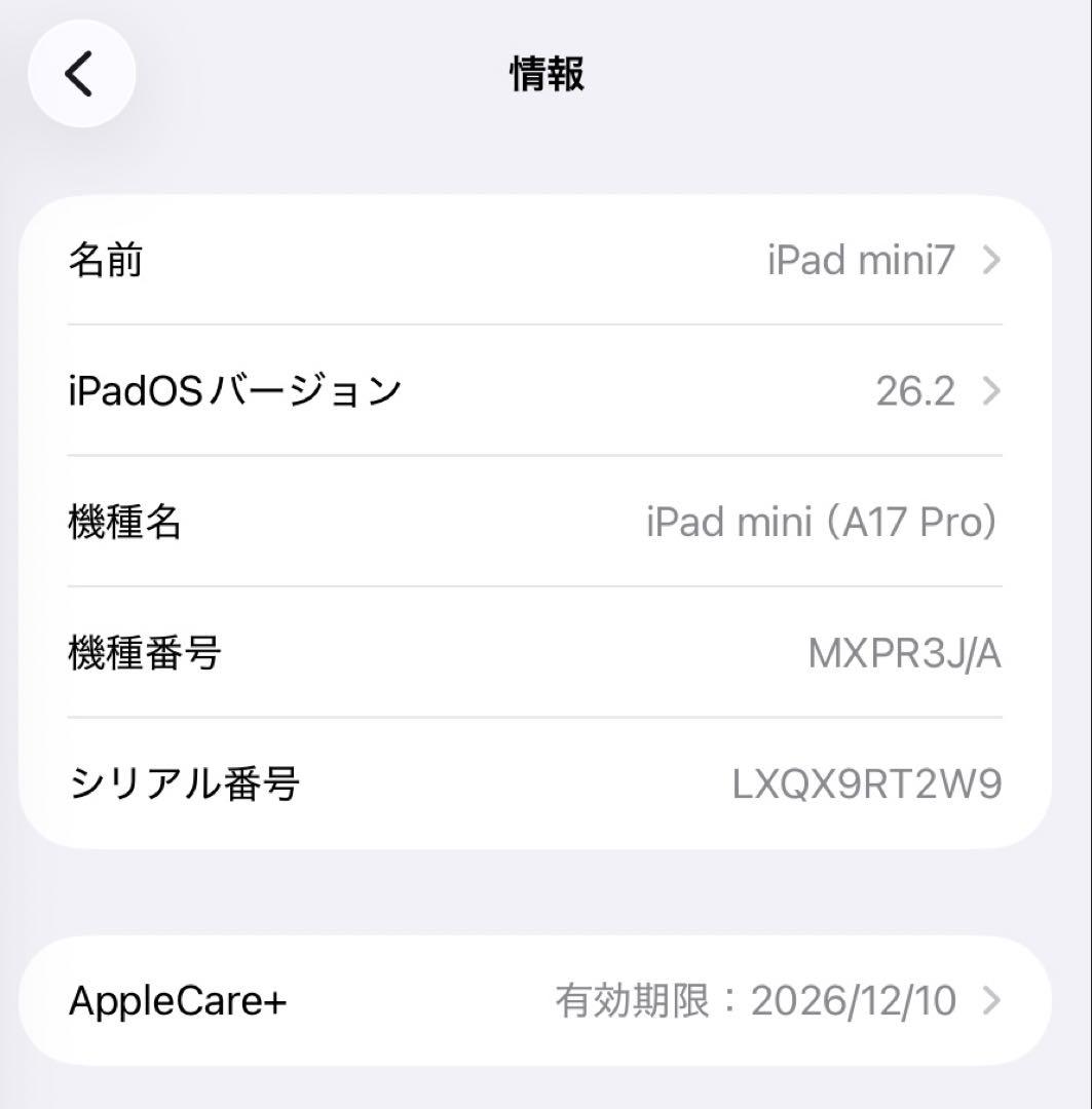 iPad本体 iPad mini A17 Pro iPad mini7 cellular