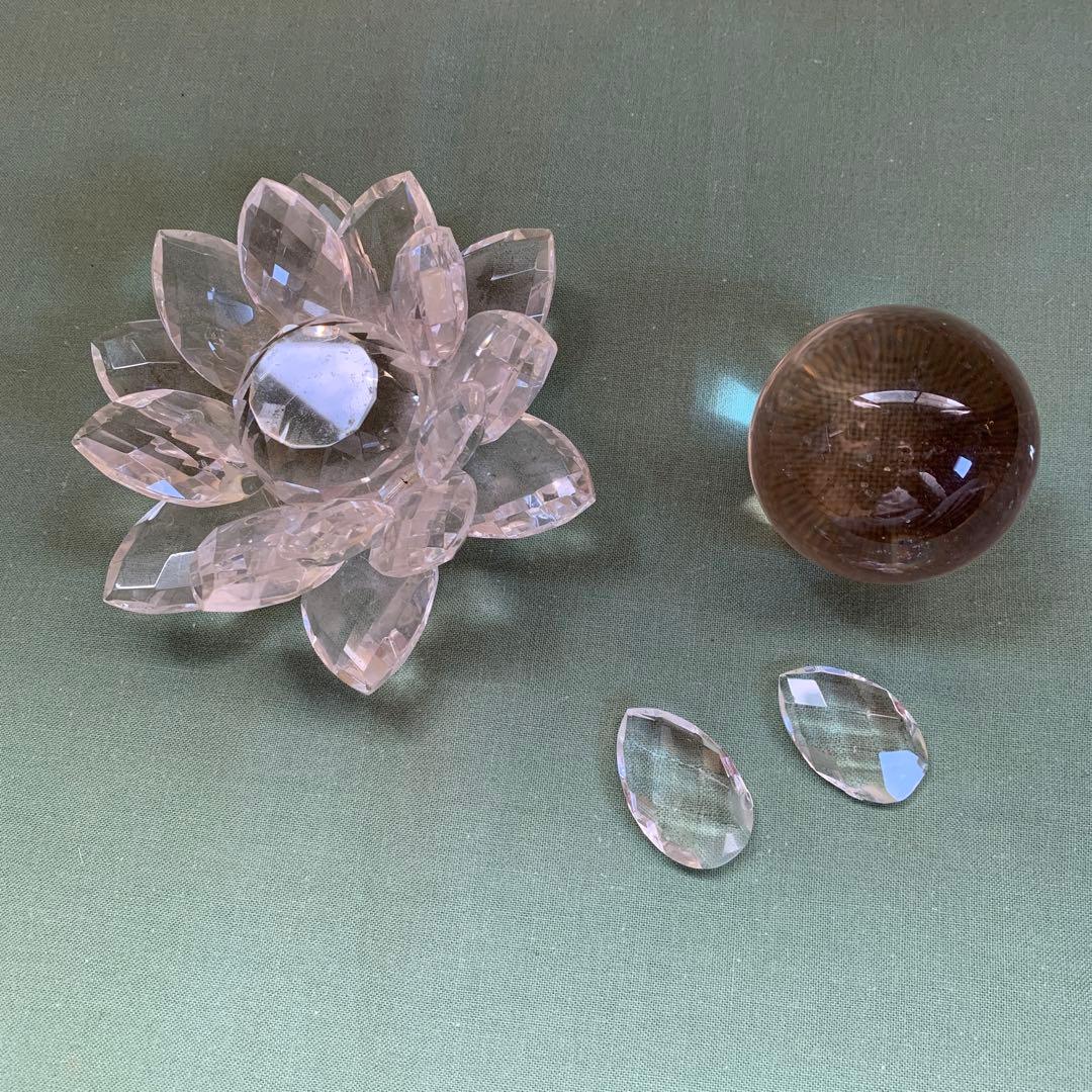 水晶　水蓮　クリスタル　置物　アート