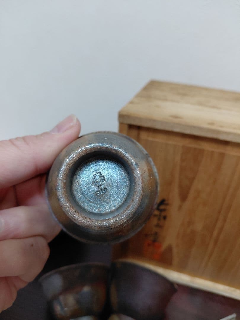 備前焼 泰山窯 茶器セット 宝瓶 湯冷 煎茶碗5客 共箱