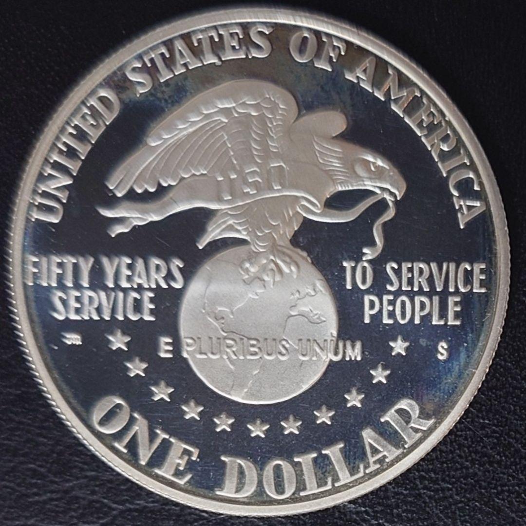 1991年 アメリカ銀貨 1ドル USO50周年記念銀貨 SV900大型プルーフ