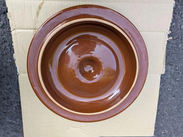Ｙ【中古品】久松窯 10号 蓋付き 約18L 丸甕 壺 陶器製 保存容器