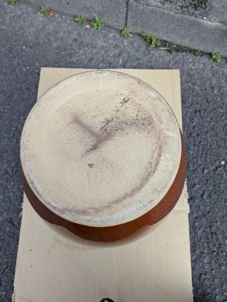 Ｙ【中古品】久松窯 10号 蓋付き 約18L 丸甕 壺 陶器製 保存容器