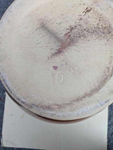 Ｙ【中古品】久松窯 10号 蓋付き 約18L 丸甕 壺 陶器製 保存容器