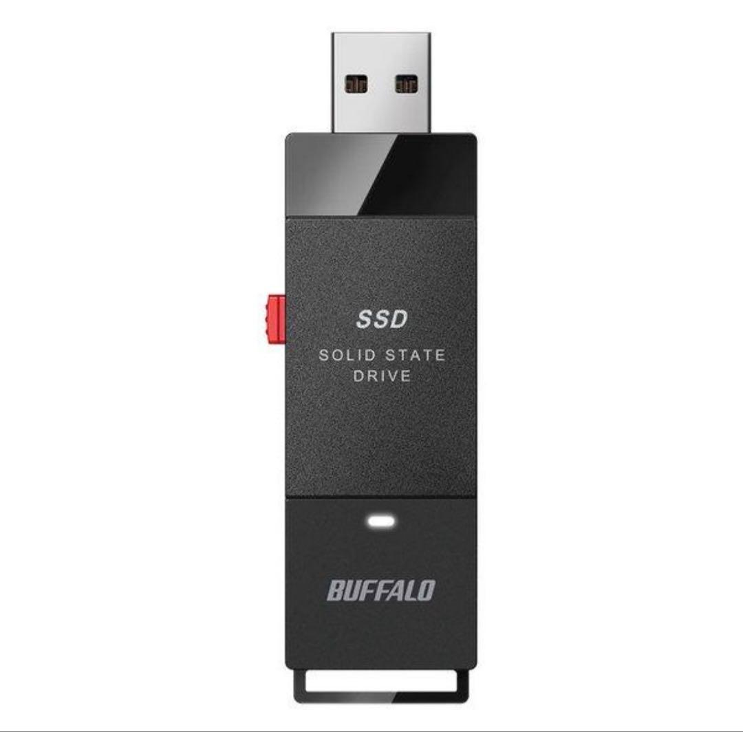 BUFFALO 外付けSSD USB 500GB 変換アダプタCタイプ付