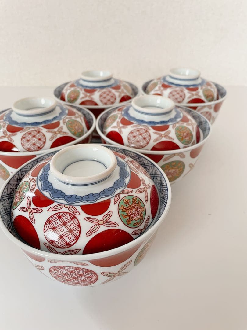 希少 最高級 有田焼 其泉 丼 小どん 金彩 赤絵 丸紋 古伊万里 蓋付