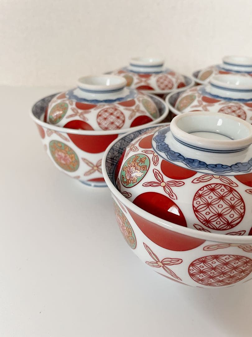 希少 最高級 有田焼 其泉 丼 小どん 金彩 赤絵 丸紋 古伊万里 蓋付