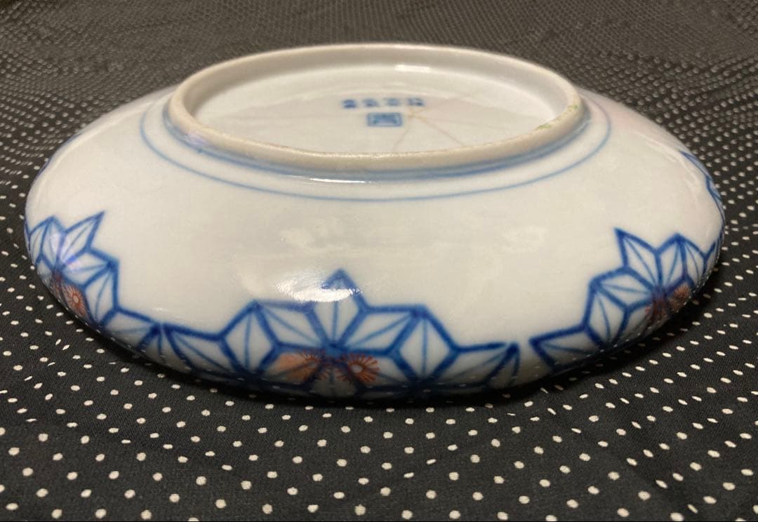伊万里焼　色絵 中皿　6枚　角青 意匠登録 専製有権　昭和レトロ　ヴィンテージ