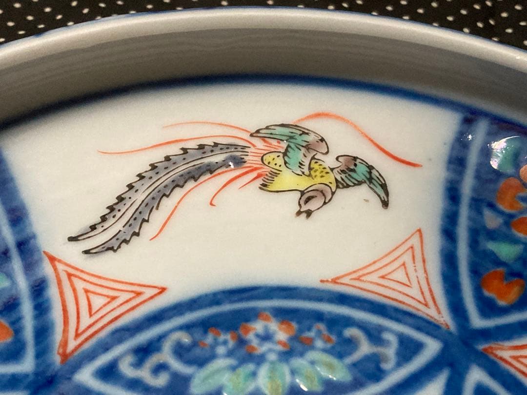 伊万里焼　色絵 中皿　6枚　角青 意匠登録 専製有権　昭和レトロ　ヴィンテージ