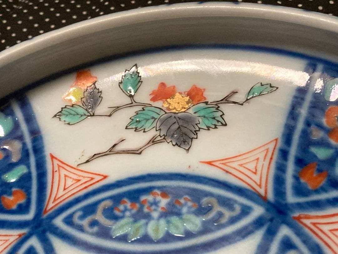 伊万里焼　色絵 中皿　6枚　角青 意匠登録 専製有権　昭和レトロ　ヴィンテージ