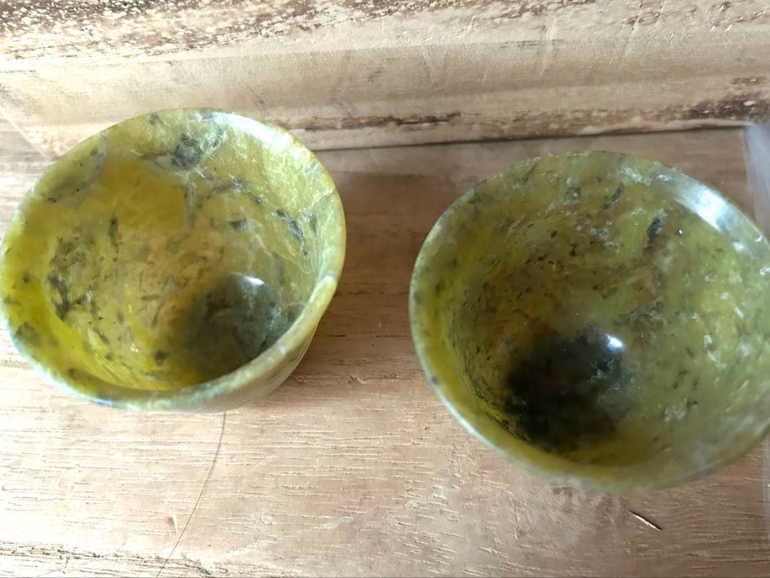 玉杯　一対　湯呑み　酒器　天然石　中国美術