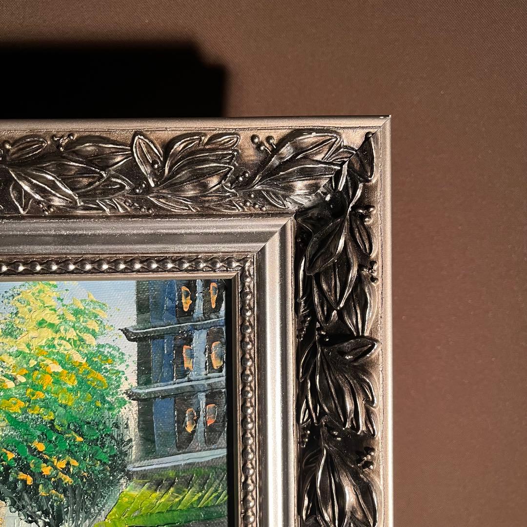 手書き油絵 パリの風景 凱旋門 肉筆絵画 額付き インテリア 油彩画