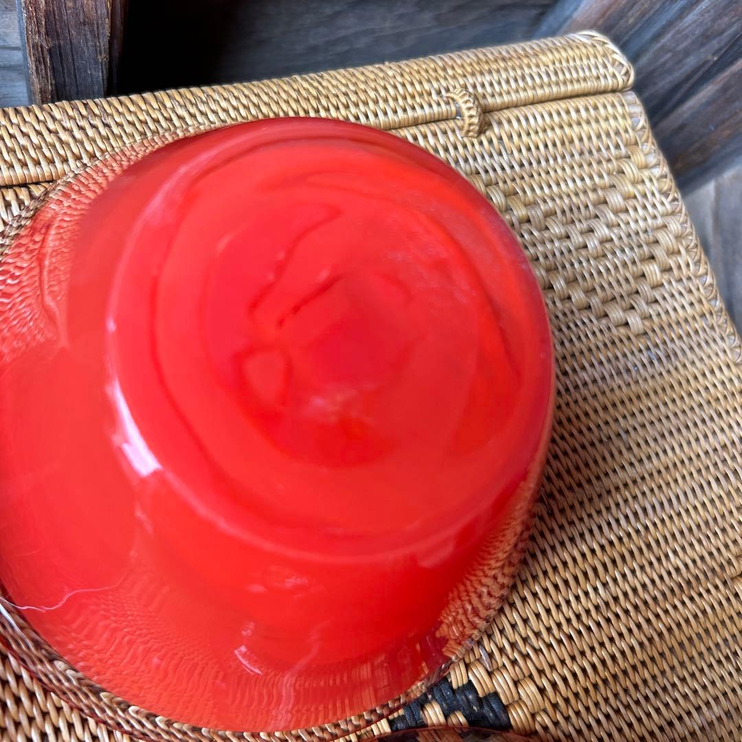 古い食器 ガラスボウル サラダボウル 中鉢 5点セット トマト カラー