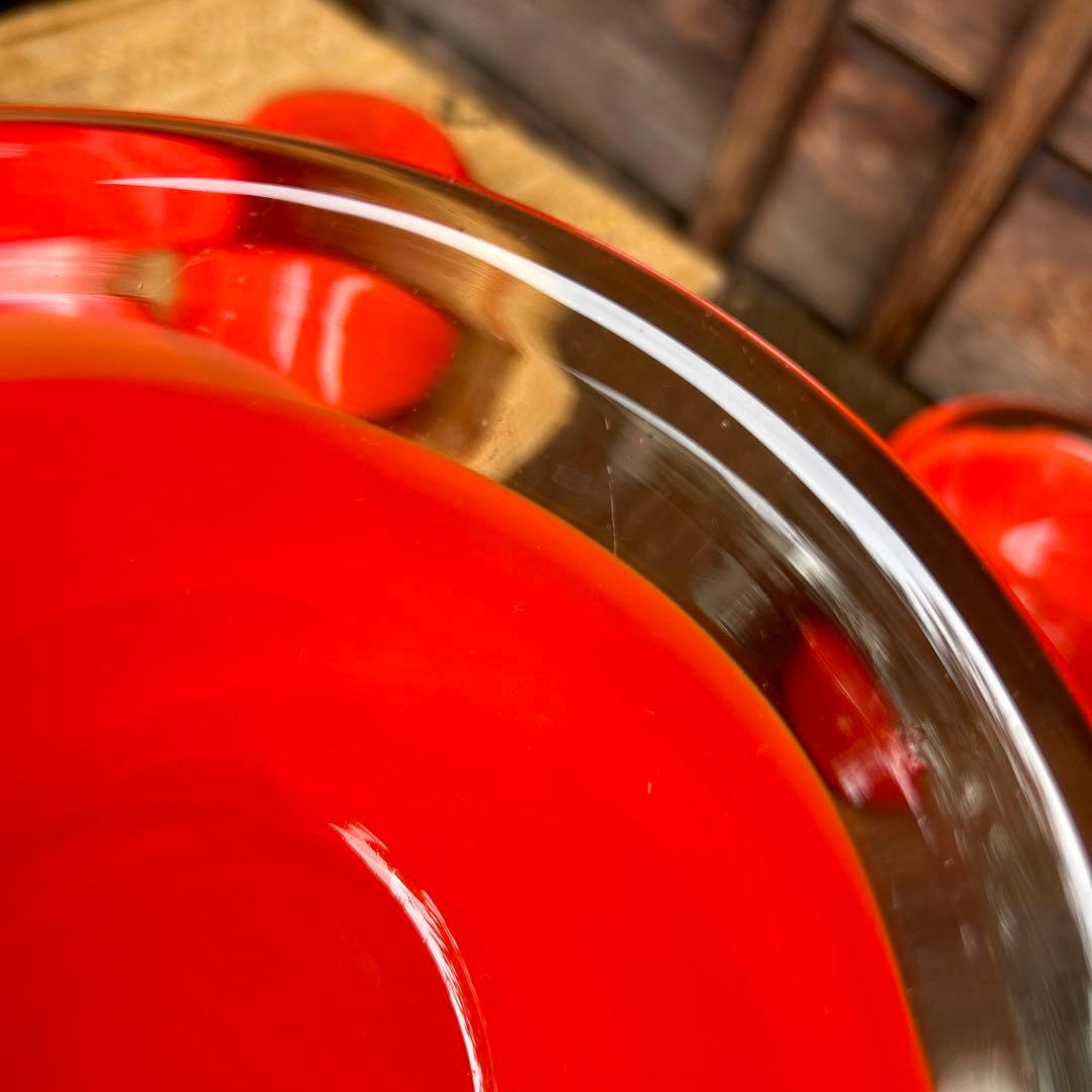 古い食器 ガラスボウル サラダボウル 中鉢 5点セット トマト カラー