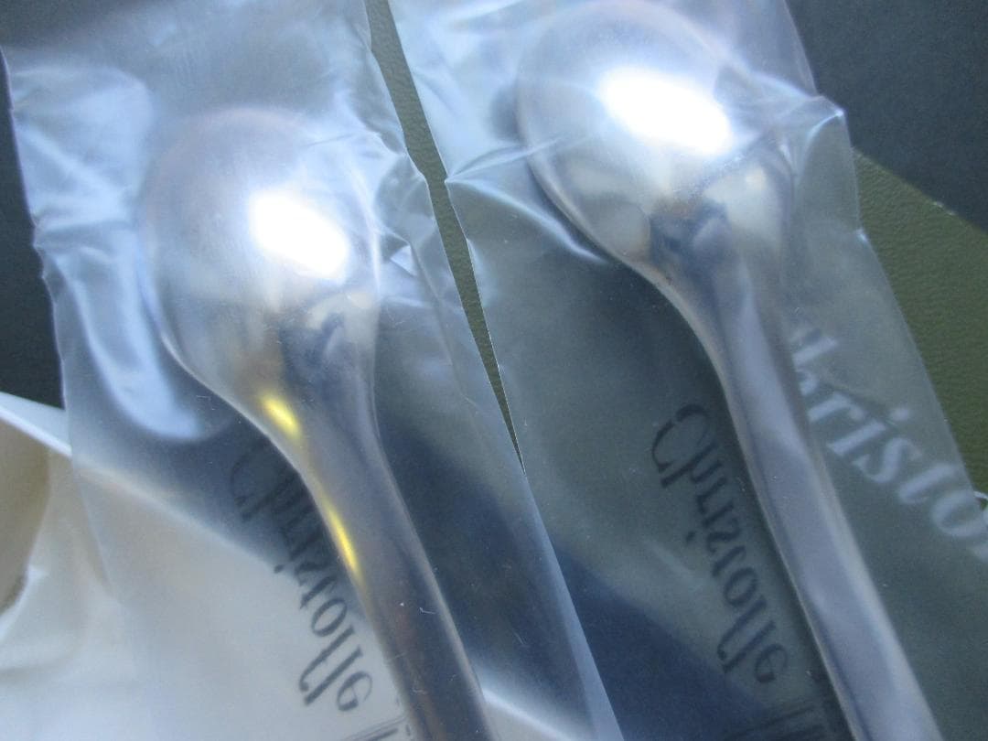 未使用極美品☆仏蘭西銀器クリストフルシルバー　コーヒースプーン２本セット　テネレ