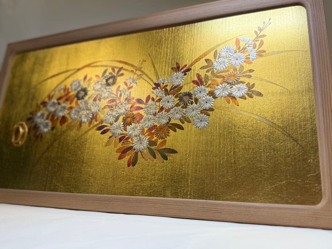 W 総桐箪笥の戸袋引戸4枚 金箔銀彩華絵 建具 豪華