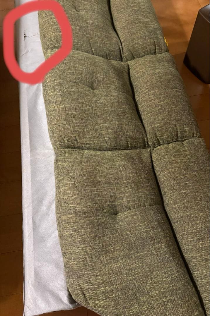 オリーブグリーン 布製モダンソファ