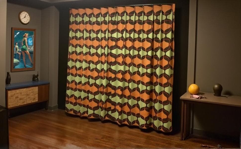 レトロ ミッドセンチュリー ドレープカーテン 50組限定 クリスマスセール