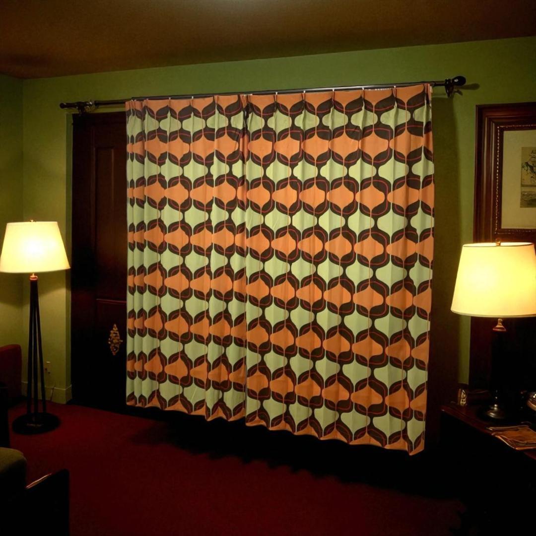 レトロ ミッドセンチュリー ドレープカーテン 50組限定 クリスマスセール