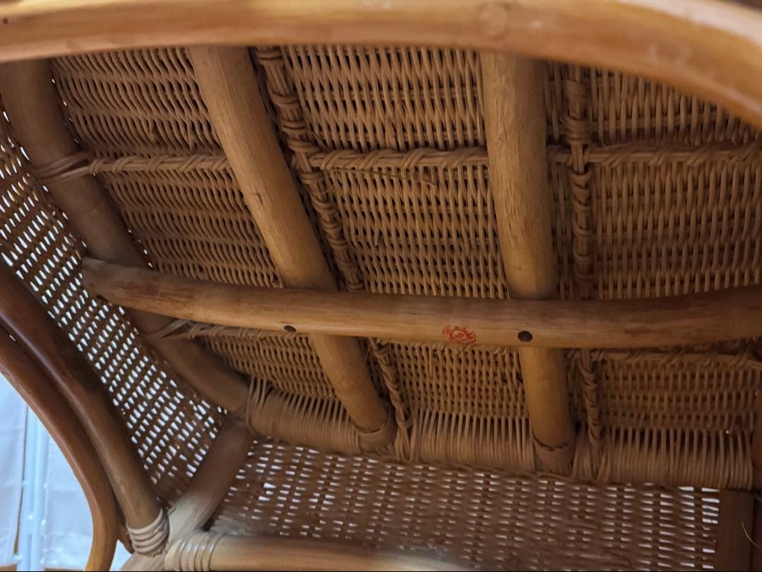ラタンアームチェア　籐家具　ビンテージ　大サイズ