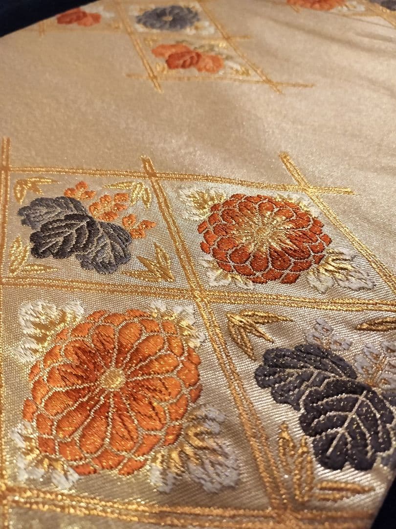 kikiA642★高級‼️豪華刺繍‼️袋帯正絹テーブルランナー2m20cm