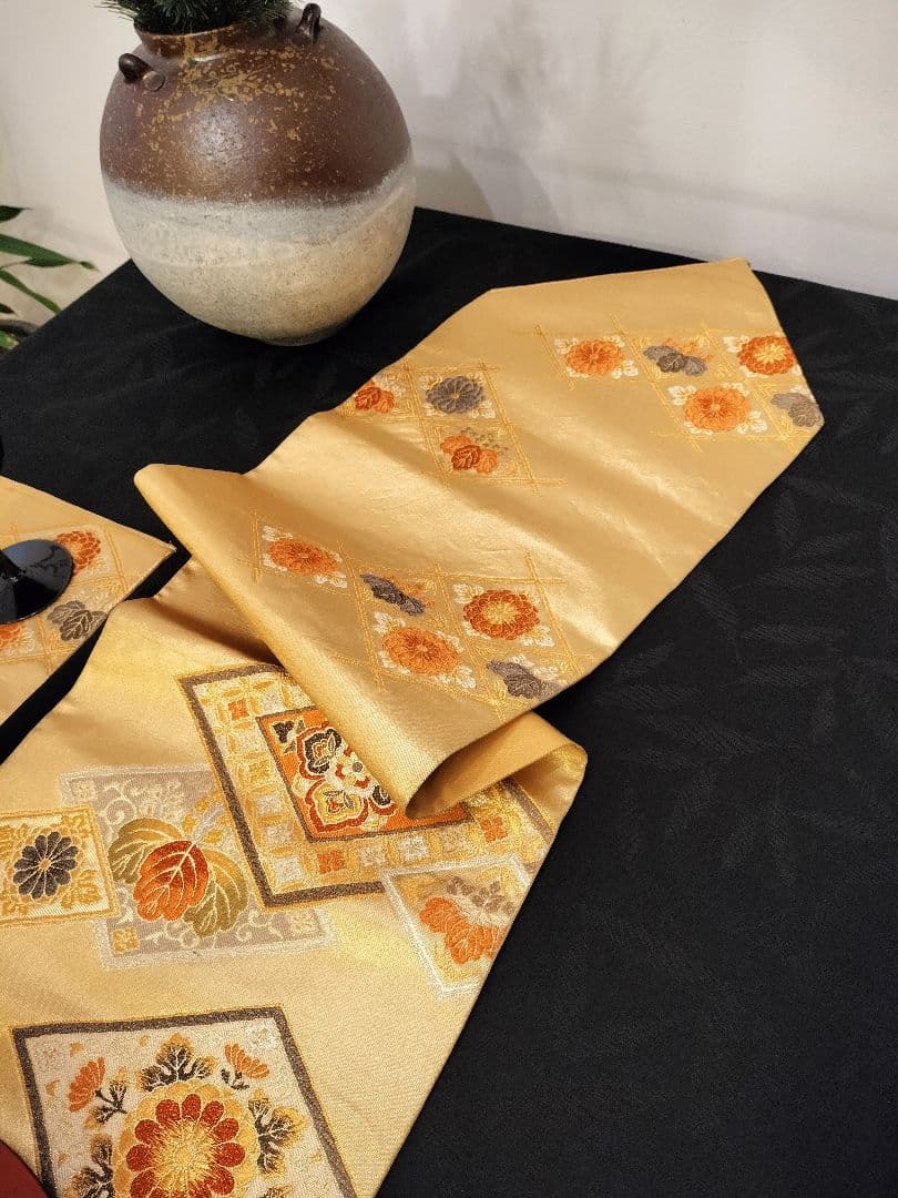 kikiA642★高級‼️豪華刺繍‼️袋帯正絹テーブルランナー2m20cm