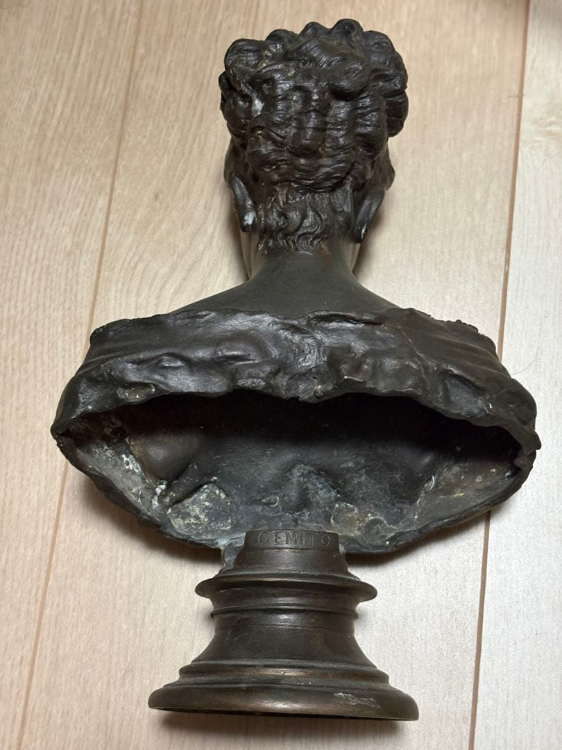 アンティーク風 ブロンズ調 女性胸像「GEMITO」刻印ありオブジェインテリア