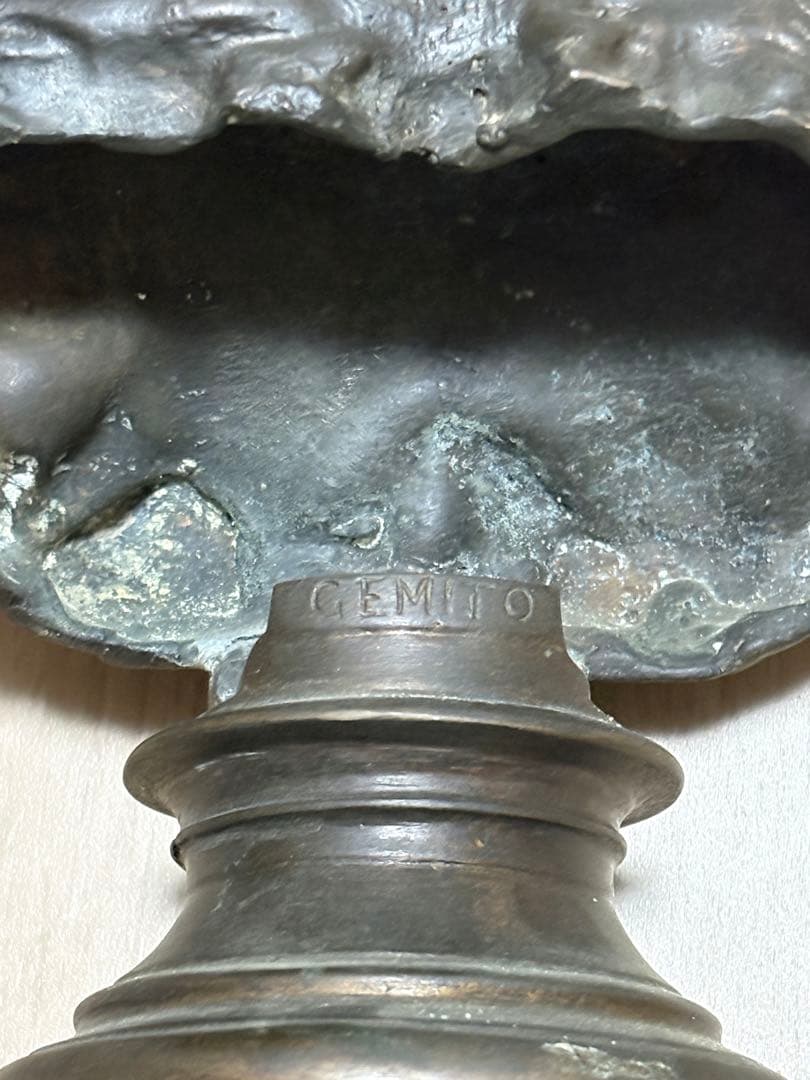 アンティーク風 ブロンズ調 女性胸像「GEMITO」刻印ありオブジェインテリア