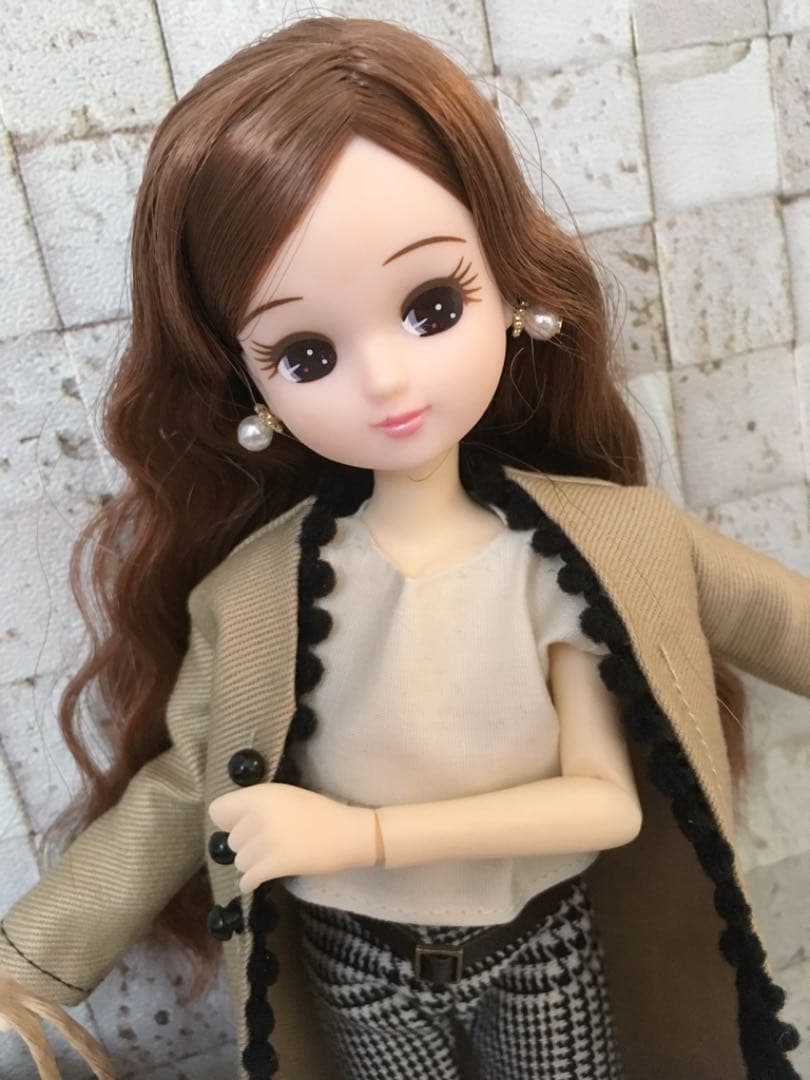 リカちゃん服 ペプラムトップス&グレンチェックパンツ5点セット no.074
