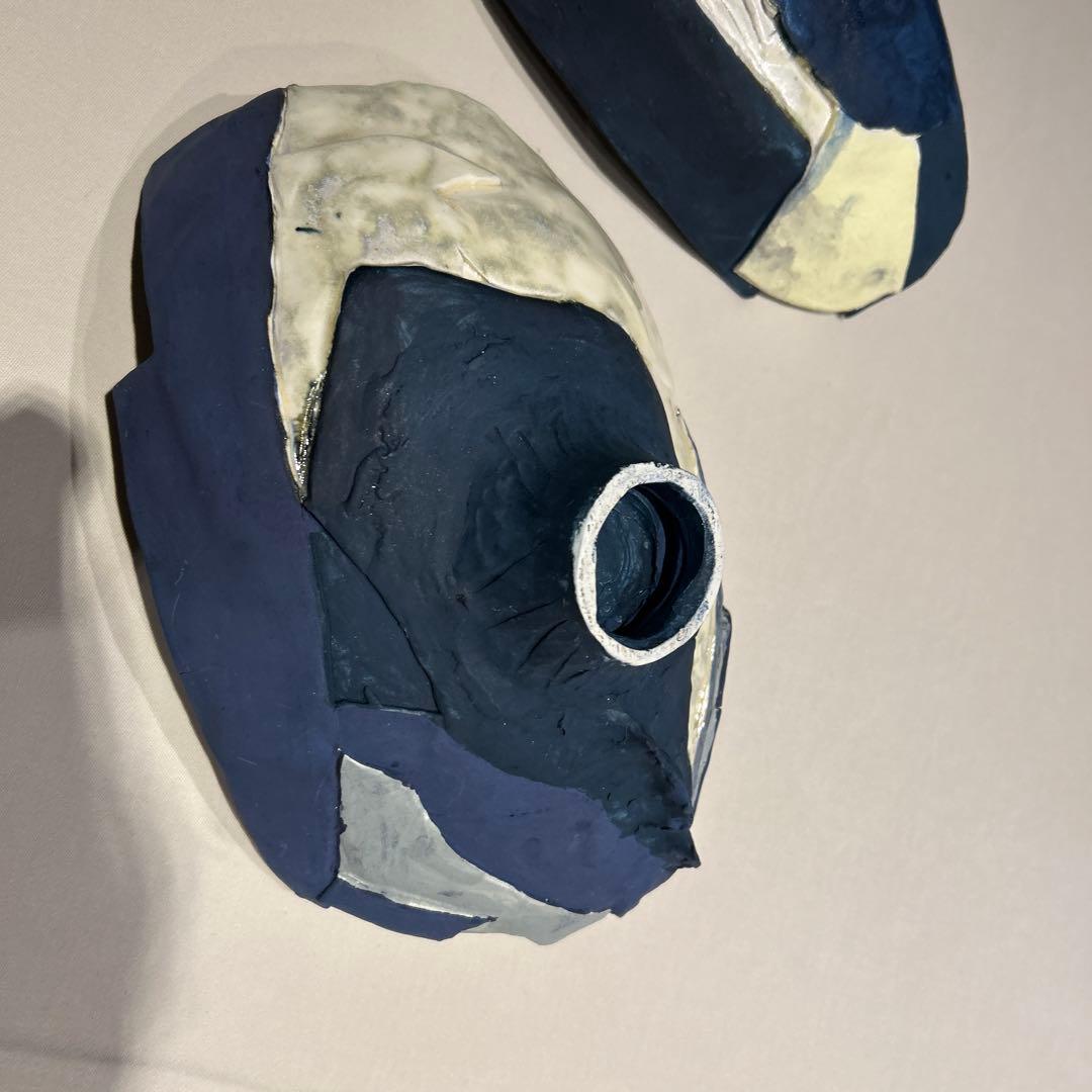 作家物陶器 2枚セット広大付きオーバル皿※欠けあり