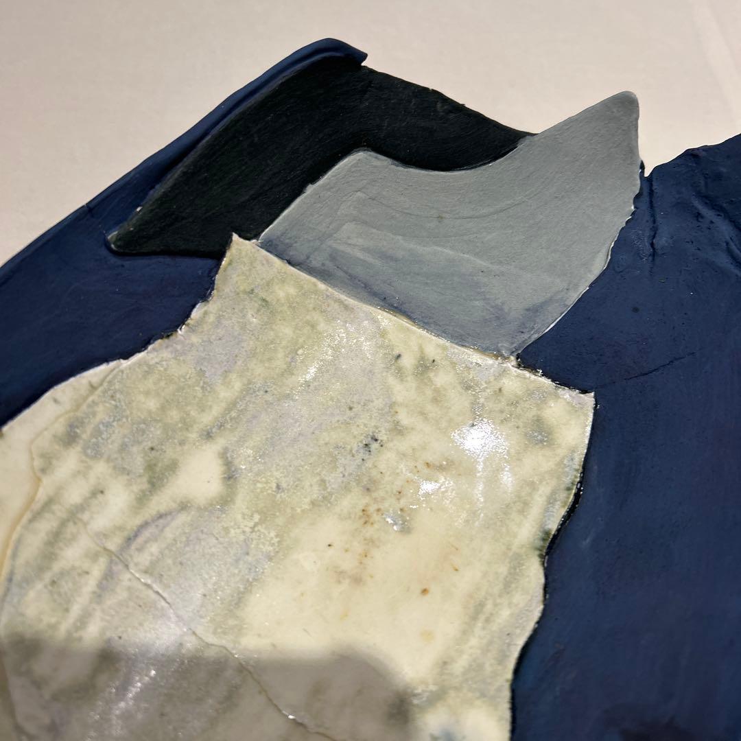 作家物陶器 2枚セット広大付きオーバル皿※欠けあり