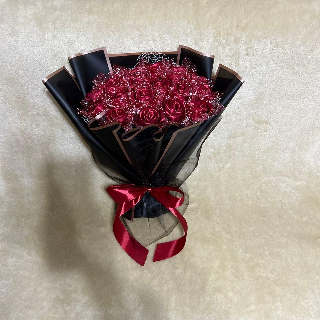 21本ダークレッドバラブーケプレゼント お祝い 枯れない花 永生薔薇　特別な人へ