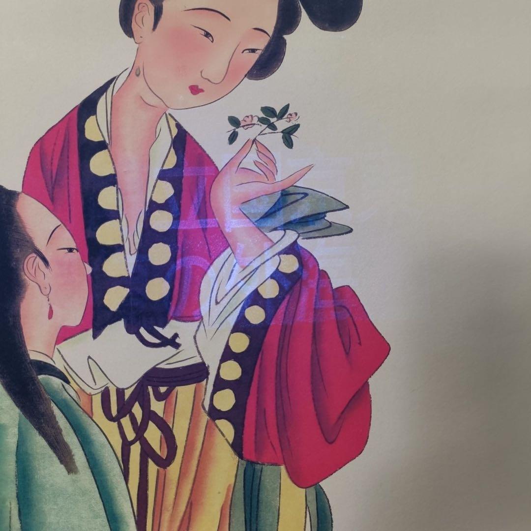 唐寅 拈花仕女 中国画 掛け軸 水墨画 和室 玄関 茶室 壁掛け 美術品
