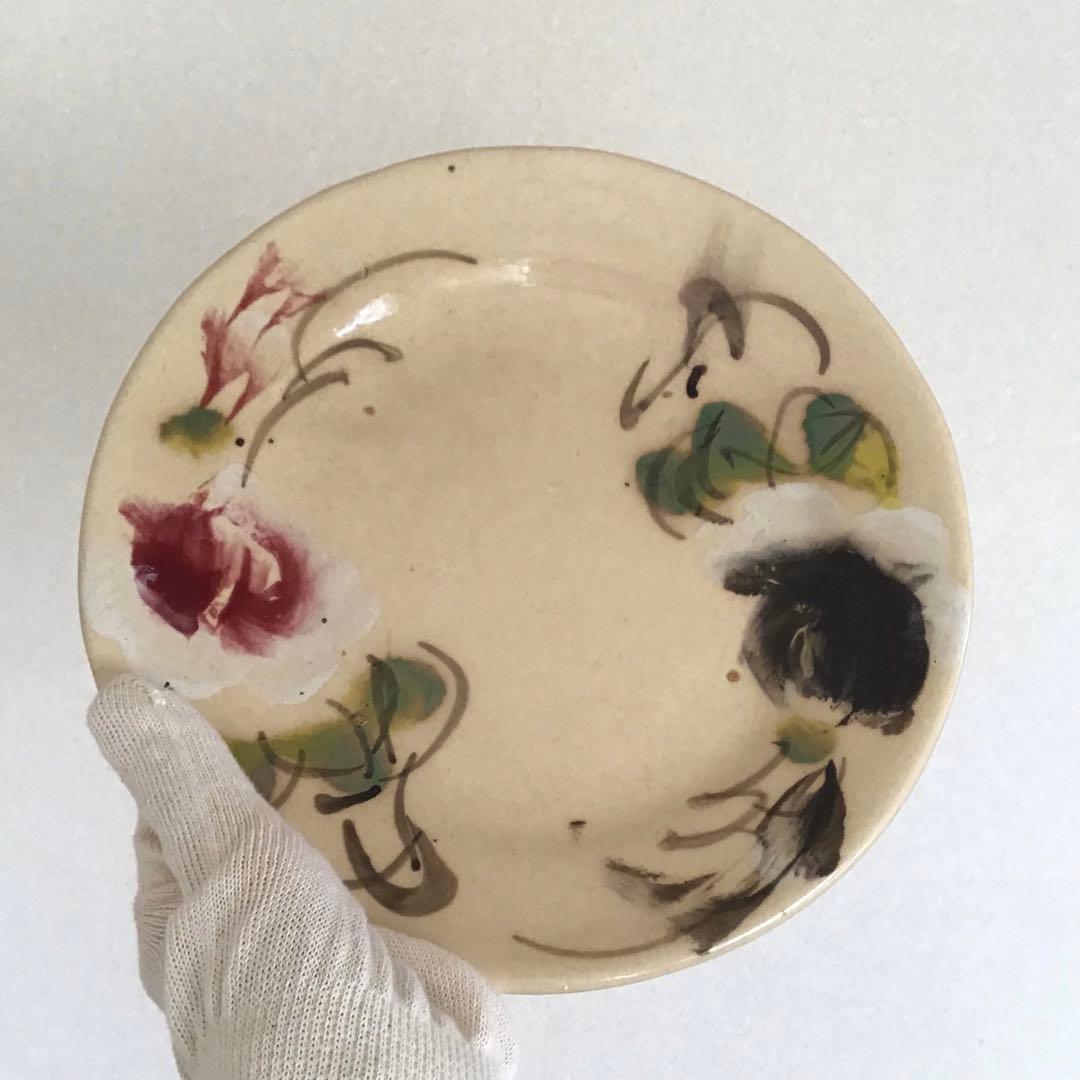 ヴィンテージ　ソンベ焼　ベトナムの丸皿　直径21.5cm ２枚セット