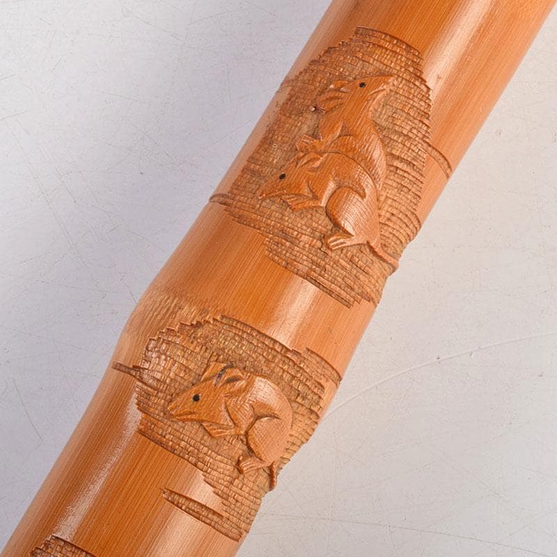 溶けたアイス　古竹　吉明刀　人物鼠彫　杖　長さ約87cm　V　R9068