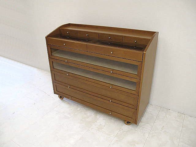 いまだ「グラスチェスト ポルト」 W120cm 多段チェスト ジュエリーチェスト