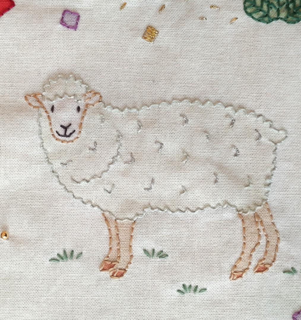 【完成品】ステッチクロス＜十二支の動物たち＞ 約60×47cm