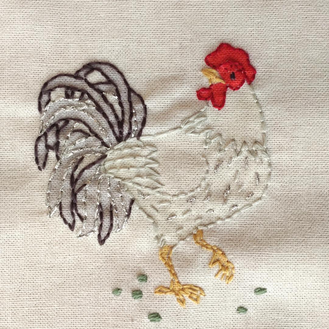 【完成品】ステッチクロス＜十二支の動物たち＞ 約60×47cm