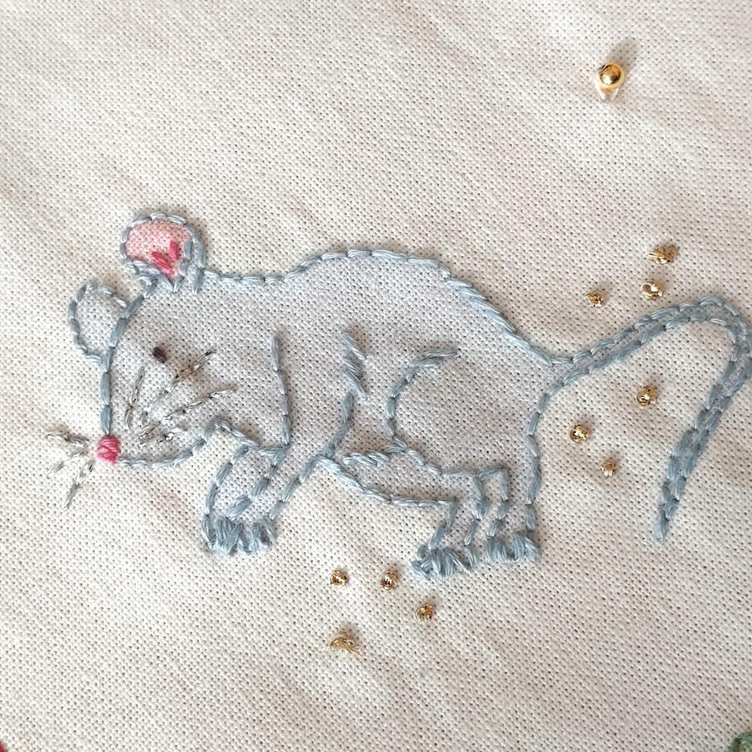 【完成品】ステッチクロス＜十二支の動物たち＞ 約60×47cm