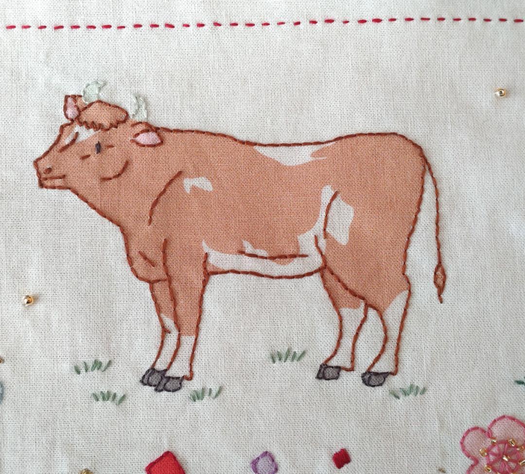 【完成品】ステッチクロス＜十二支の動物たち＞ 約60×47cm