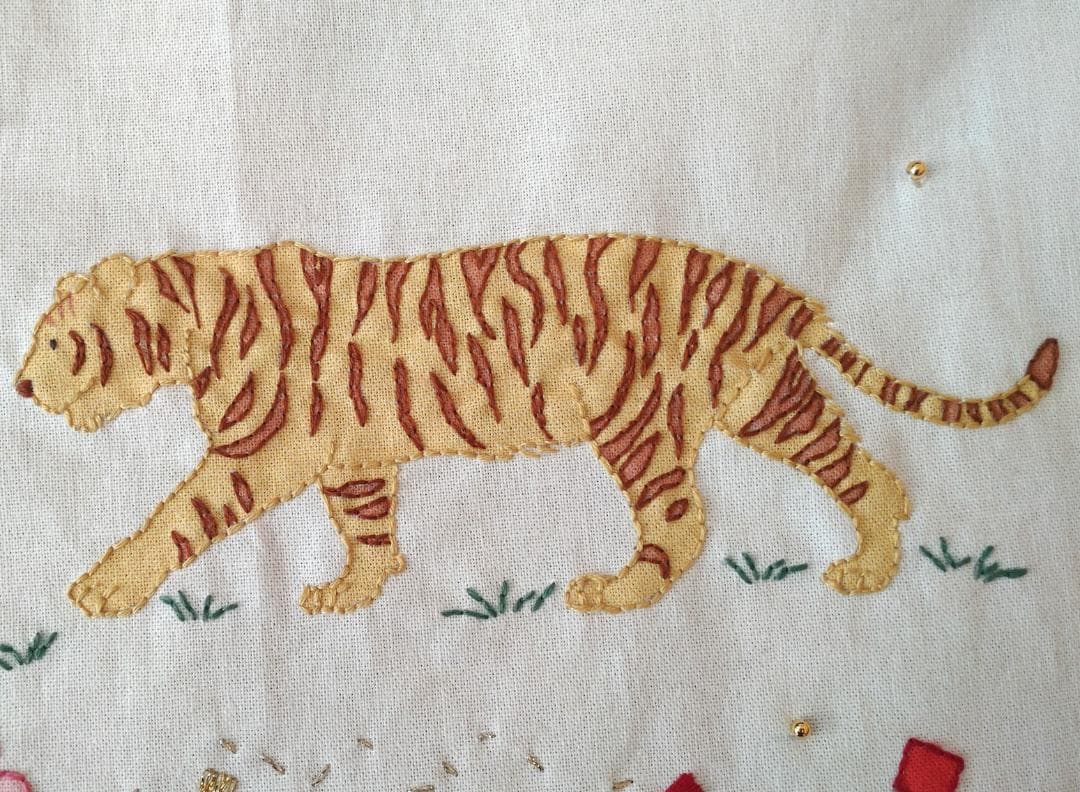 【完成品】ステッチクロス＜十二支の動物たち＞ 約60×47cm